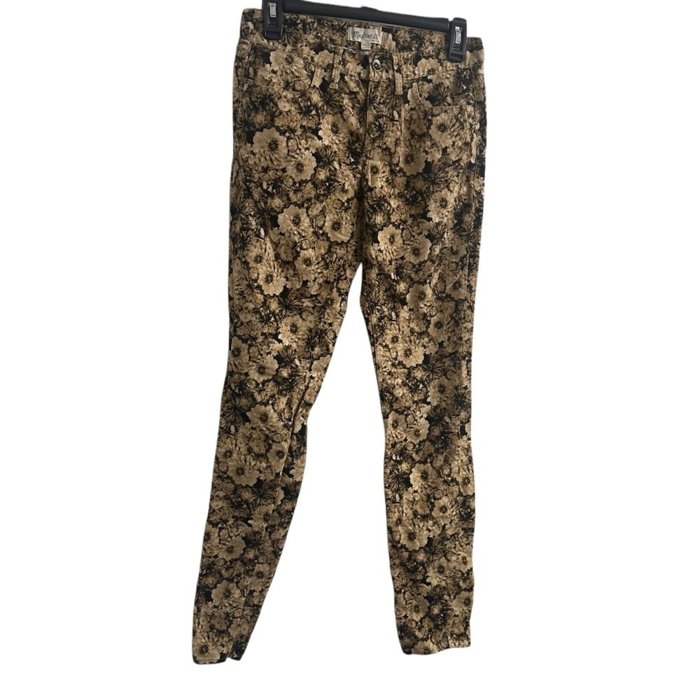 Woman Madewell Corduroys Black Brown Flowers Size 26.